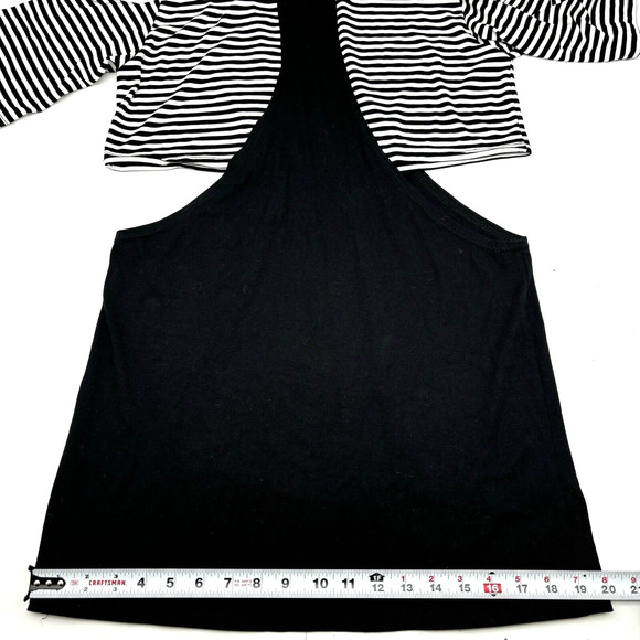 Ragged Priest Black White Striped Cold Shoulder Crop Top Cut Out Bodycon Dress S - Picture 6 of 10
